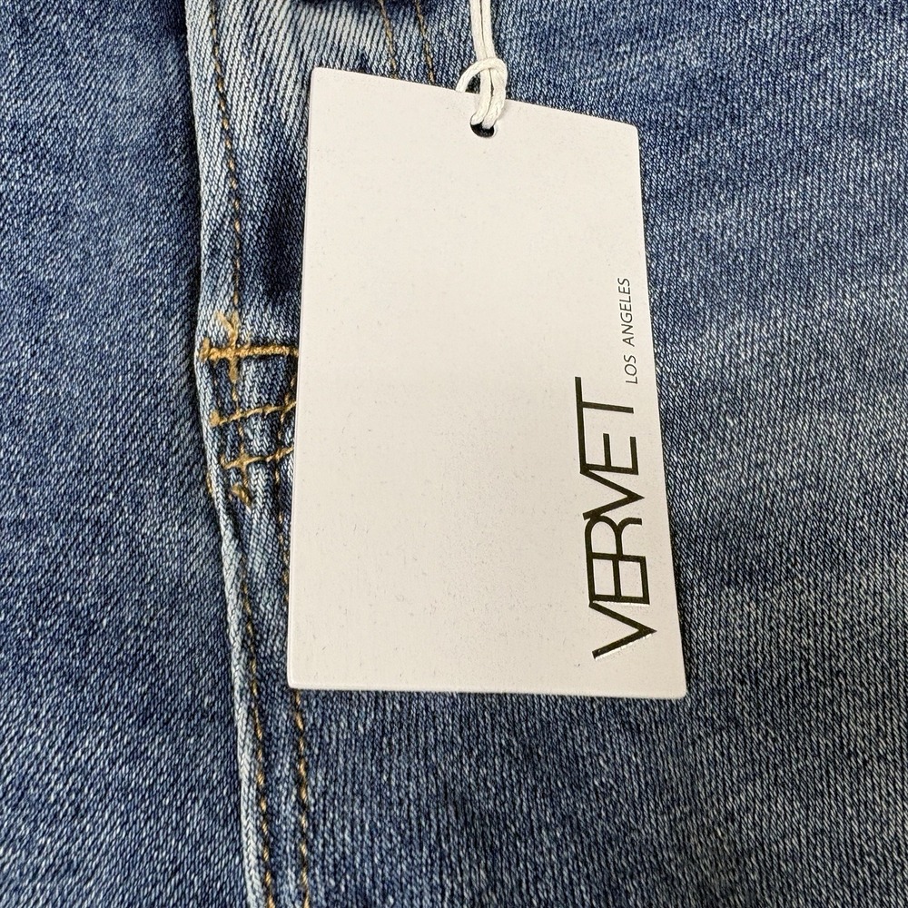 NEW VERVET Melissa Mid Rise Straight Jeans Size 27 Raw Hem Stretch Medium Wash - Picture 8 of 11